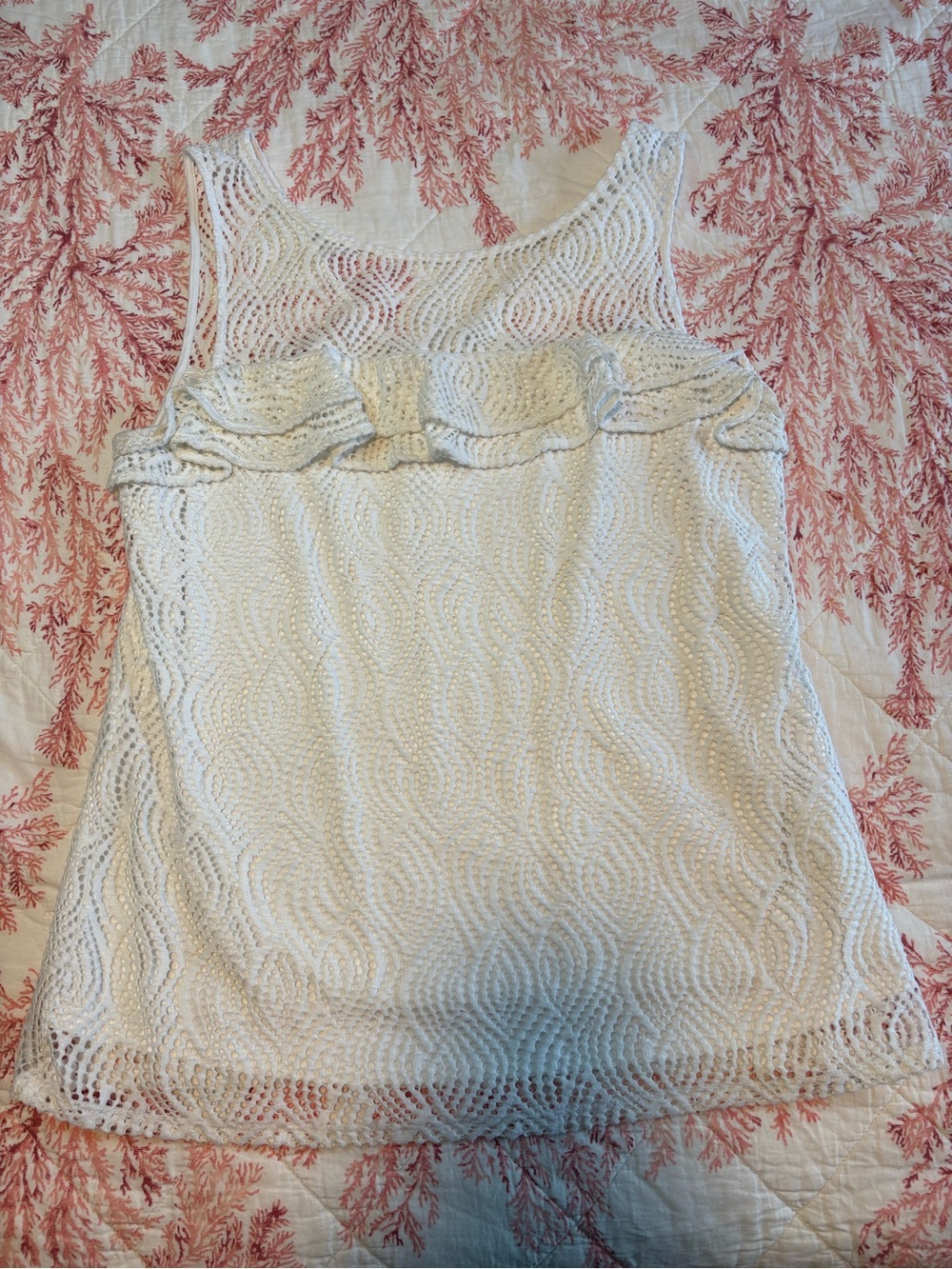Lilly Pulitzer White Lace Ruffle Tank
